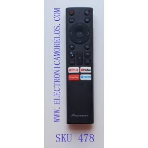 CONTROL REMOTO ORIGINAL PARA SMART TV PIONEER ((NUEVO)) COMANDO DE VOZ / NUMERO DE PARTE 06-B86W21 / Z0100-M212003(210506K6)-001456 / 06-B86W21-PI01MS / MODELOS PLE-50A10UHD / PLE 55A10UHD